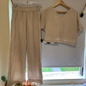 Clad and Cloth Bobbie Wren Gingham pants/shirt set
